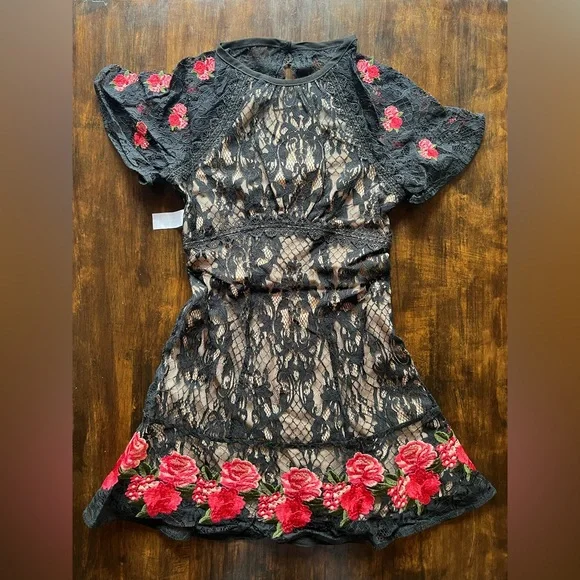 foxiedox | Dresses | Foxiedox Black Floral Lace Dress Nwt | Poshmark